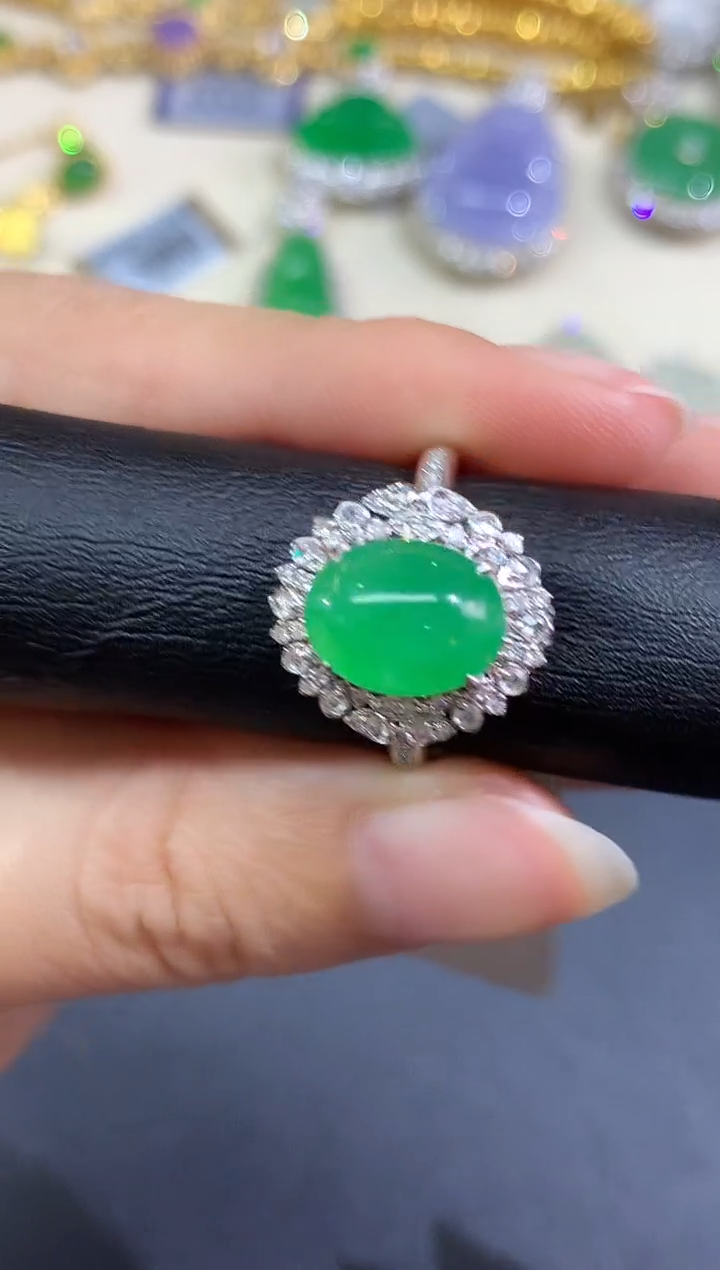 18K金镶嵌戒指翡翠戒指|19800两用款