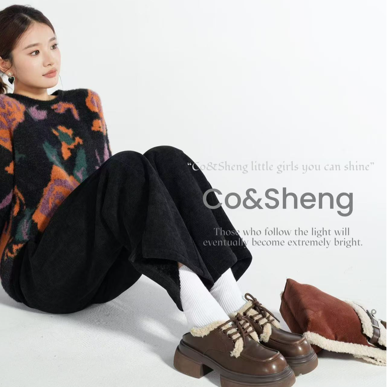 小个子冬季新款加绒休闲裤窄版直筒时尚百搭修饰腿型