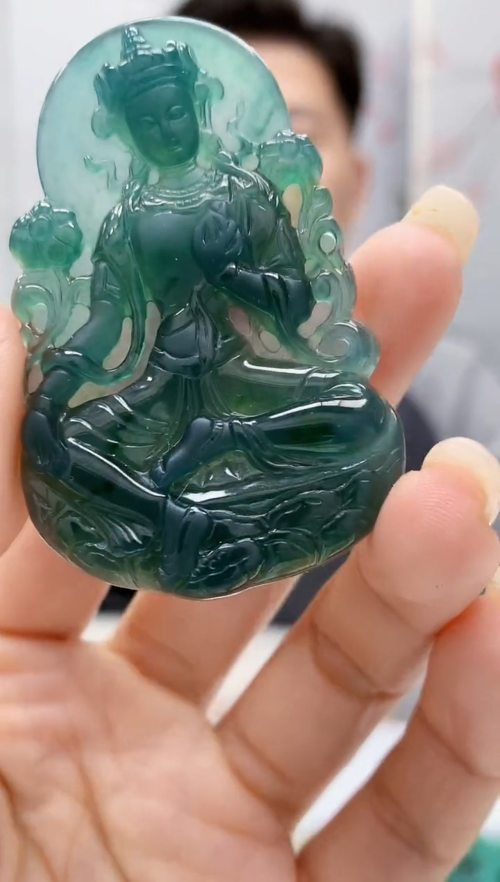 【闪购商品】定制翡翠未镶嵌4917lr-毛货挂件49