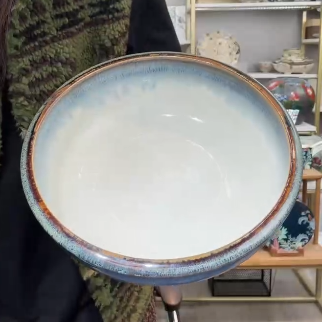 清货金【单支】日本进口美浓烧市原加厚钵23.5cm-白木