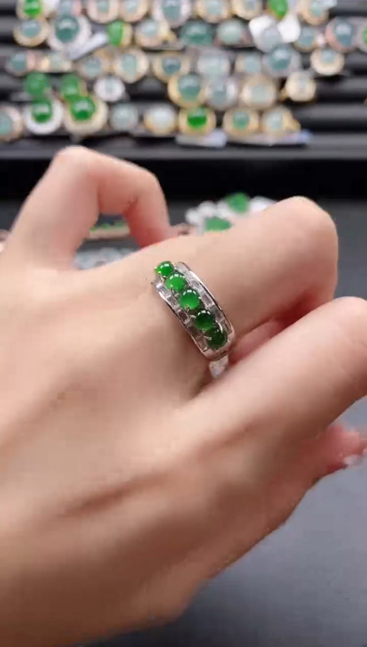 【闪购商品】翡翠戒指银S925镶嵌5151-15