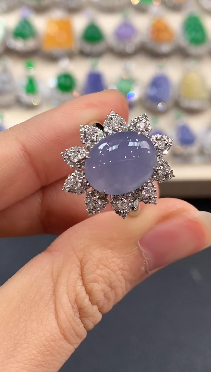 【闪购商品】翡翠戒指18K金镶嵌C90有色差