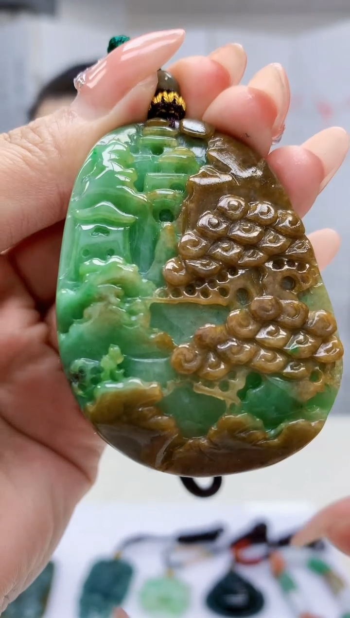 【闪购商品】定制翡翠未镶嵌4902MM-毛货挂件7