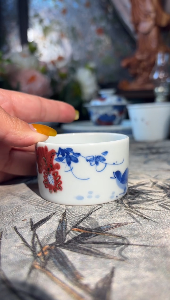 瓷孤品青海手绘釉里红紫气东来直通