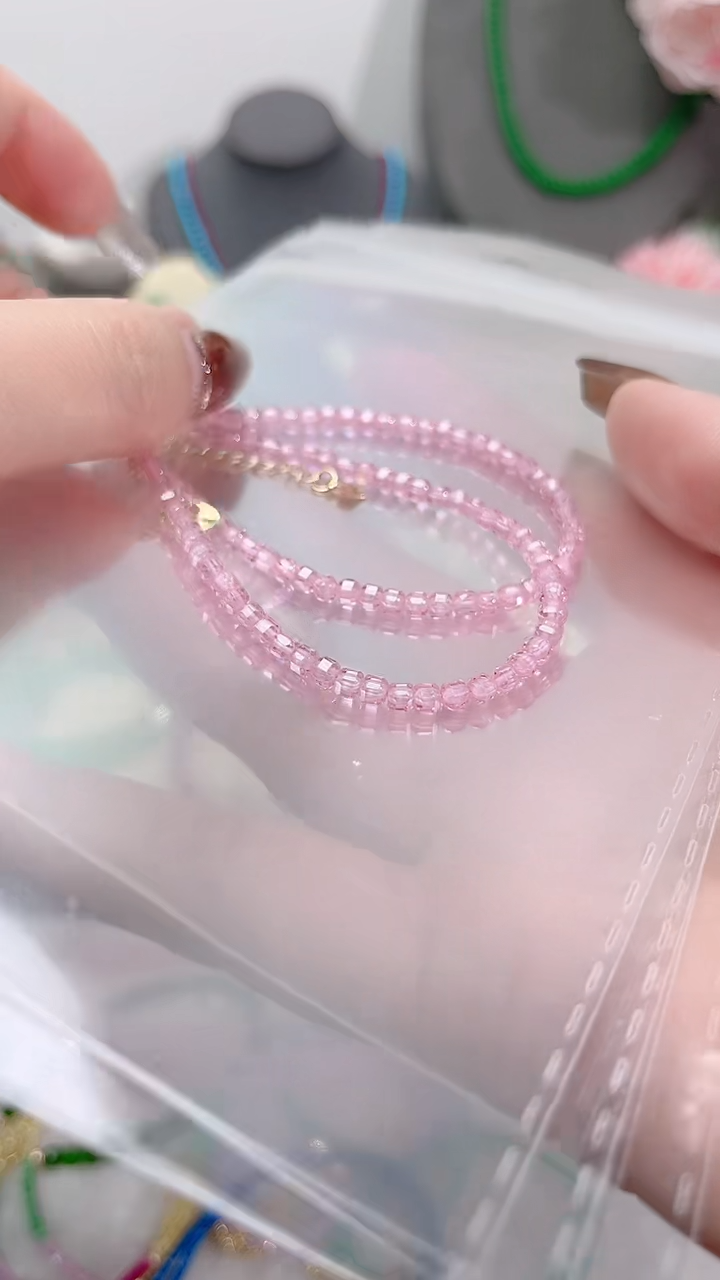 银S925镶嵌托帕石手链粉方49