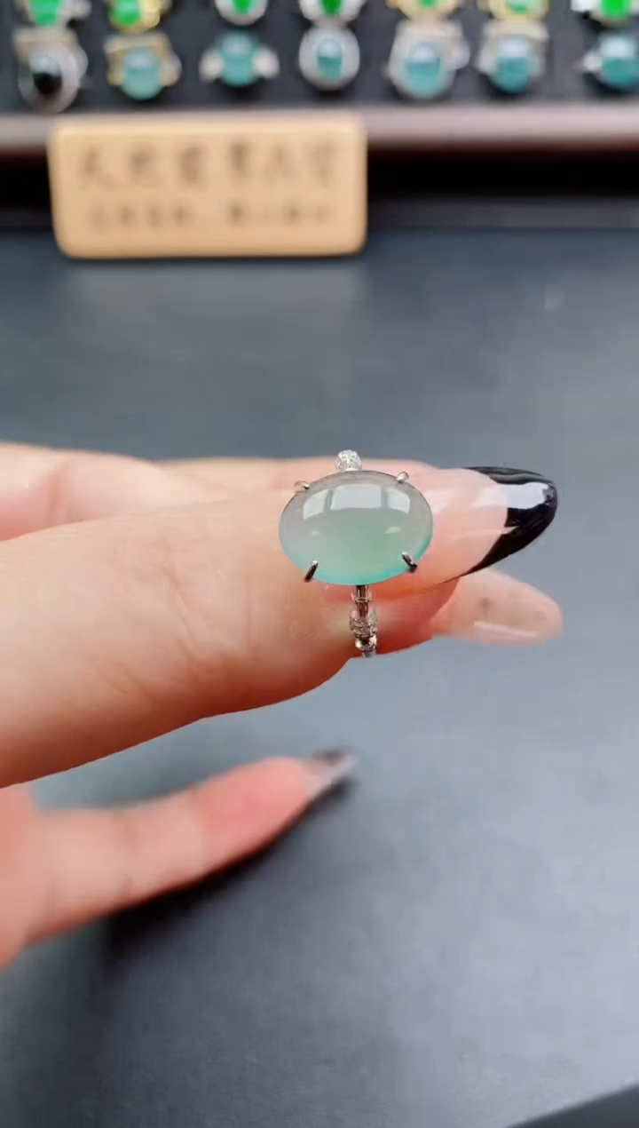 银S925镶嵌戒指翡翠1