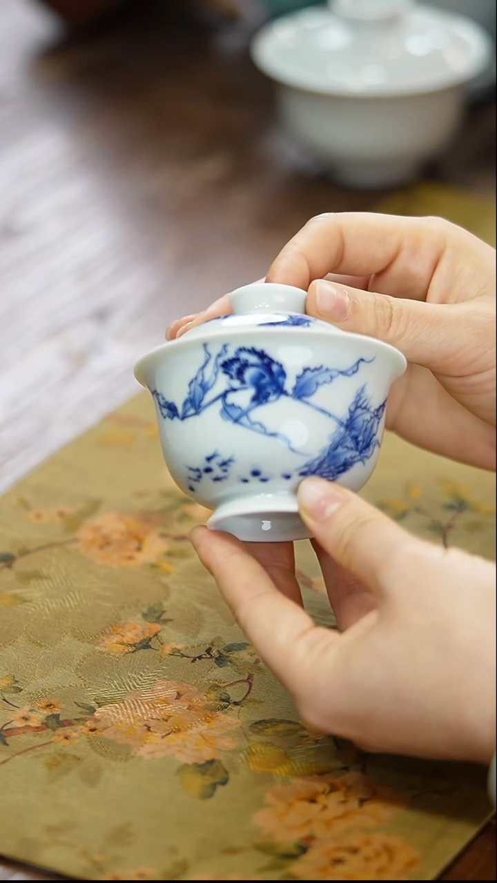 瓷景德镇陶瓷茶器单翠盖碗