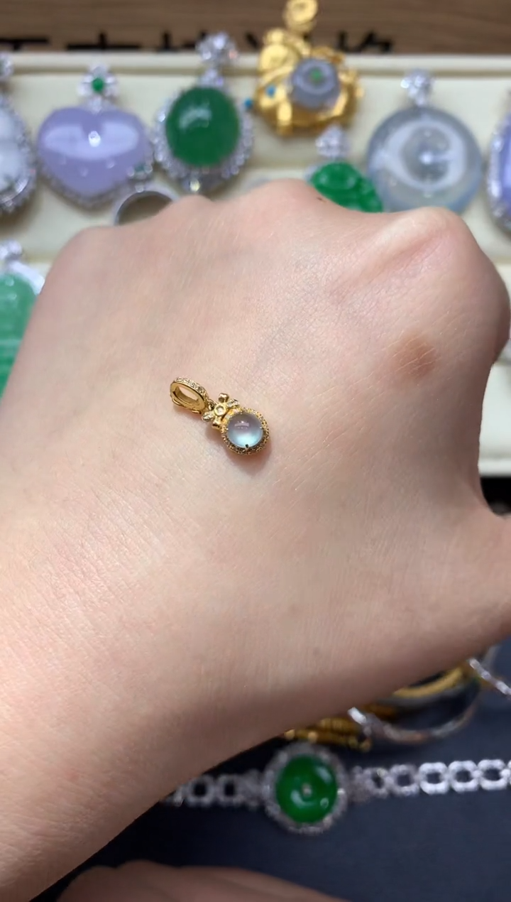 颈饰18K金镶嵌翡翠金***技394-中国好珍宝