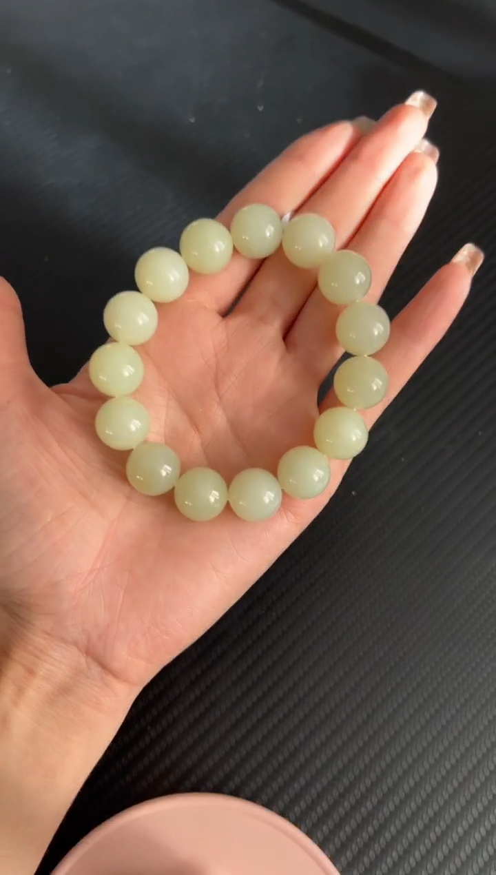 未镶嵌手串和田玉若羌微色差卡14S