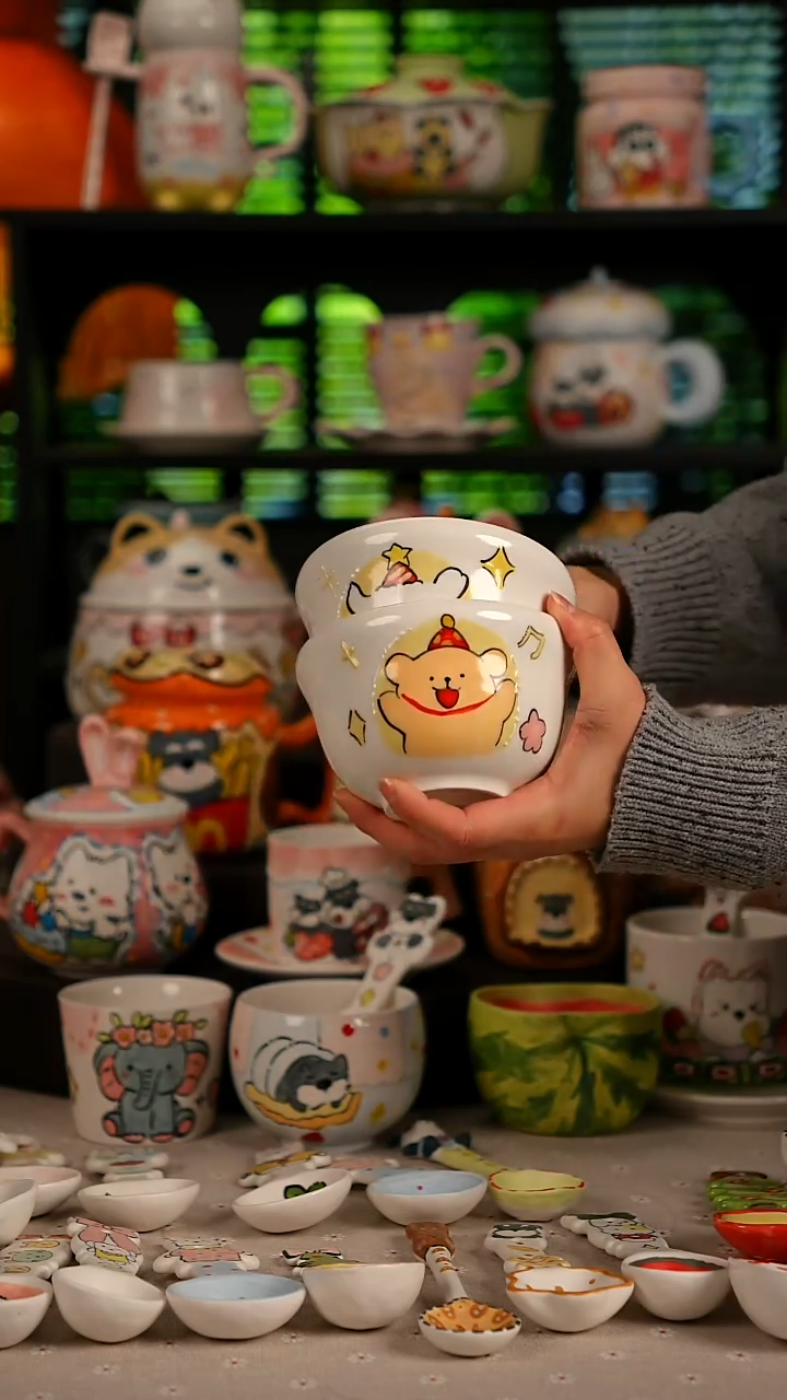 陶瓷无盖款景德镇高温釉下彩纯手绘创意瓷