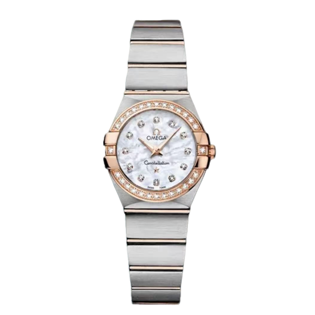 99新 Omega/欧米茄 星座/曼哈顿/贝母盘/钻刻/九月/27盘/玫瑰金