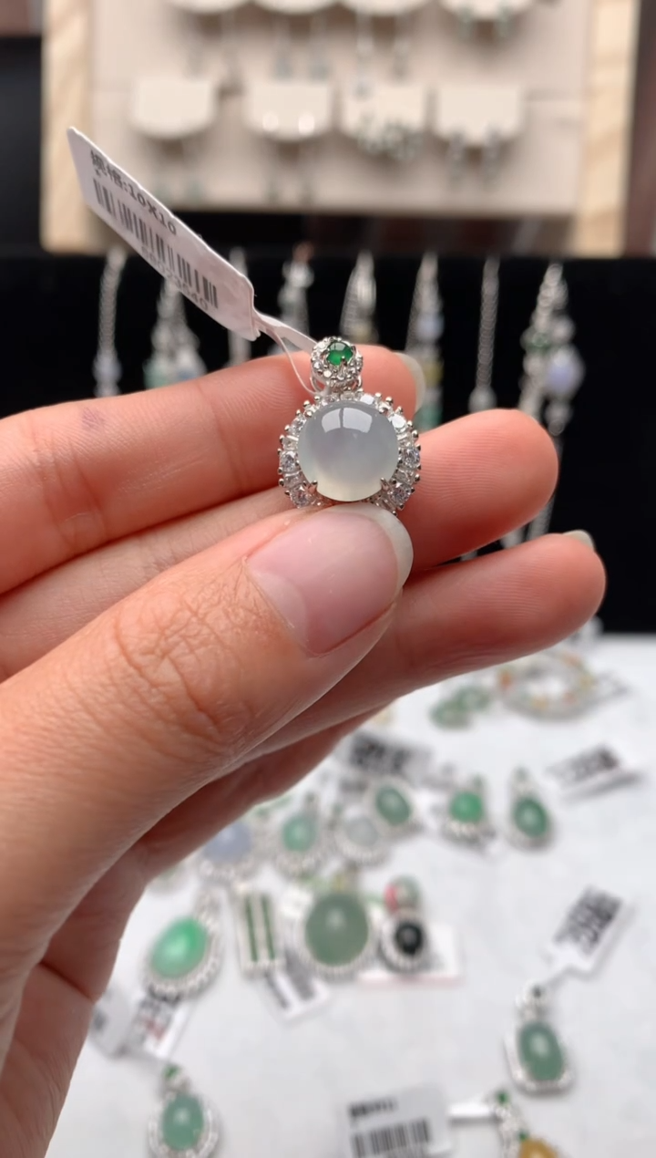 【闪购商品】翡翠吊坠(不含链)银S925镶嵌1号