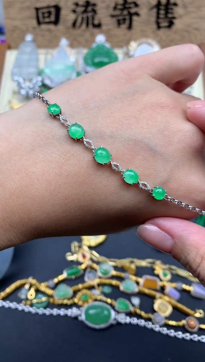 【闪购商品】翡翠手串18K金镶嵌568-中国好珍宝