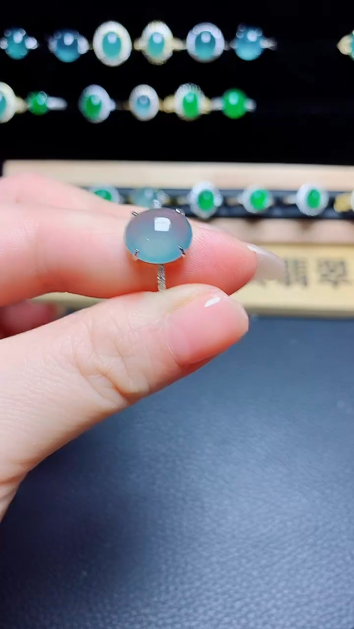 翡翠戒指银S925镶嵌 天然翡翠A货s925银镶