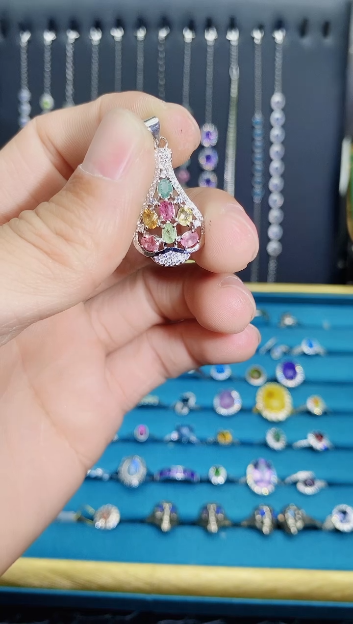 【闪购商品】碧玺吊坠(不含链)银S925镶嵌1121