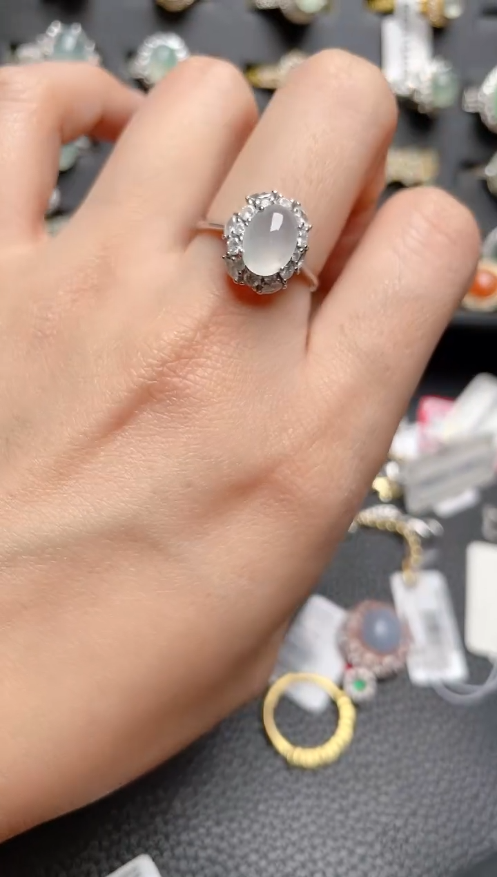 【闪购商品】翡翠戒指银S925镶嵌2222222222  85