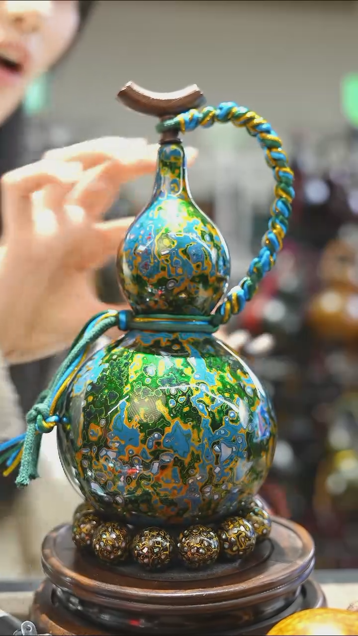 【闪购商品】WU188漆艺酒葫芦不包手串及旋转底座