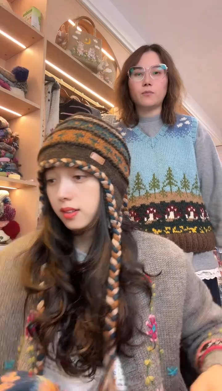 羊毛百羊毛美拉德大辫子护耳帽