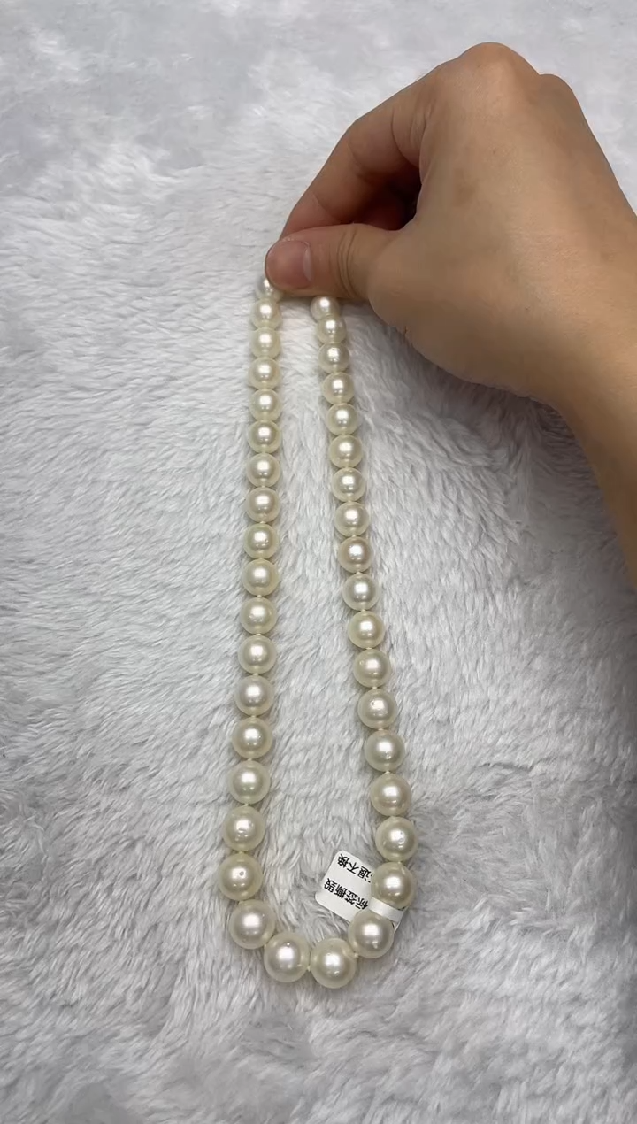 项链银S925镶嵌海水珍珠澳白9-12mm