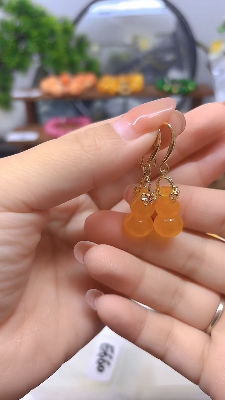 14K金镶嵌翡翠耳饰E660