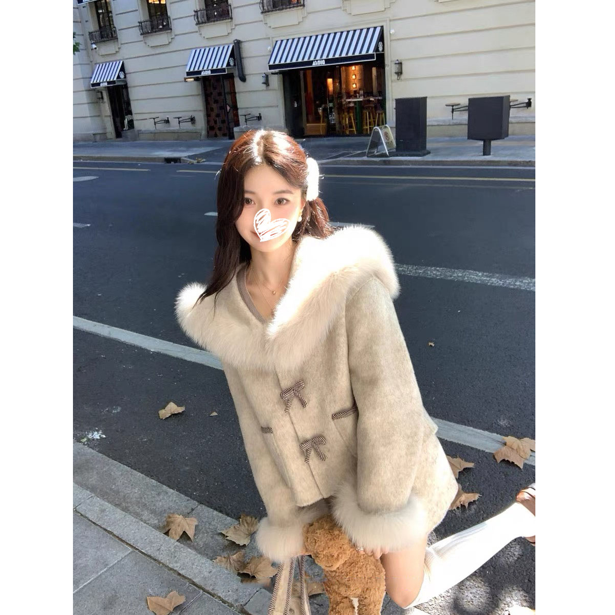 国民初恋/海军领秋冬环保毛韩版年轻款羊毛呢套装