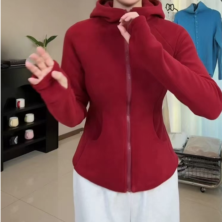 复古洋气连帽纯色卫衣外套女秋冬新款休闲显瘦慵懒高级瑜伽服2410