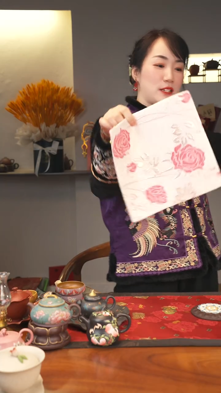 茶壶紫砂玫瑰茶席