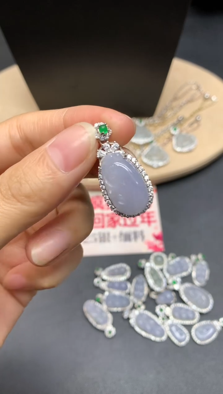 【闪购商品】翡翠吊坠(不含链)银S925镶嵌如意【无服务费】