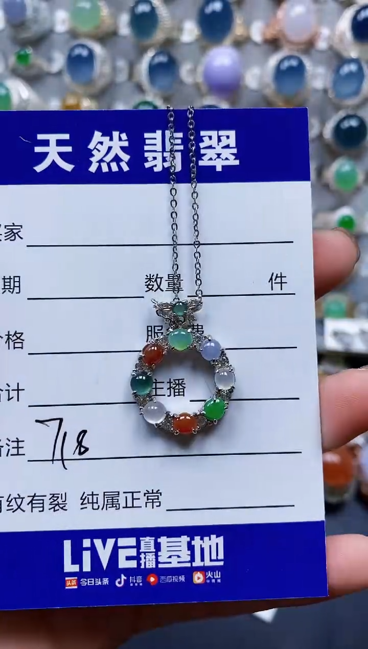 翡翠银S925镶嵌颈饰0718