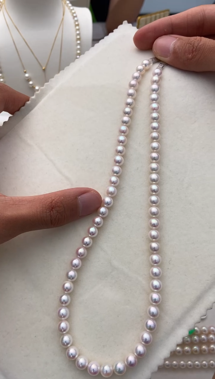 项链银S925镶嵌海水珍珠6.5-7.0mm