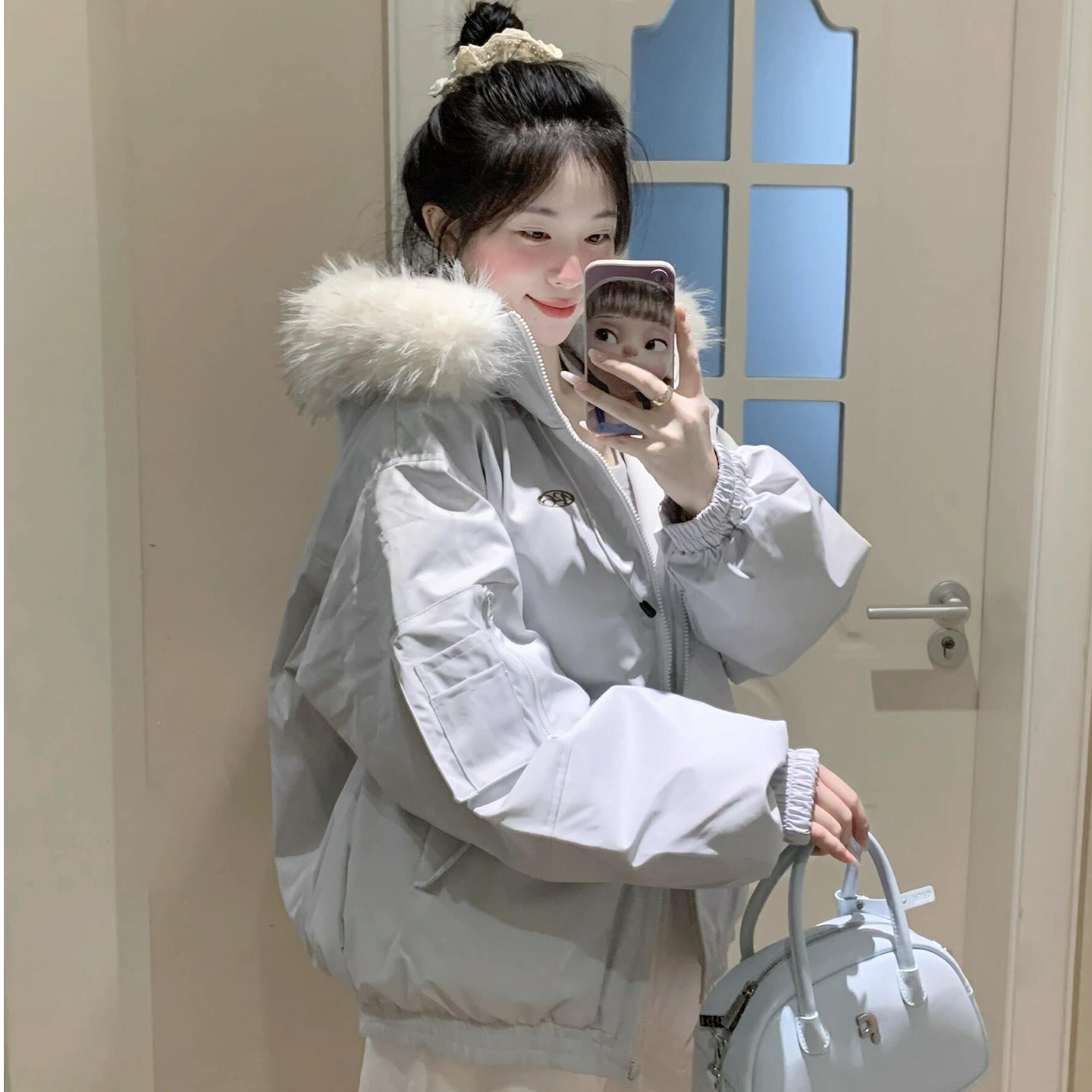 国潮冬季bf风派克棉服女款2025新款工装情侣棉袄独特超好看外套冬