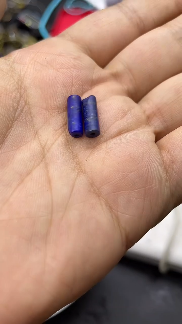 长石玉未镶嵌珠宝半成品4*13青金管珠10颗