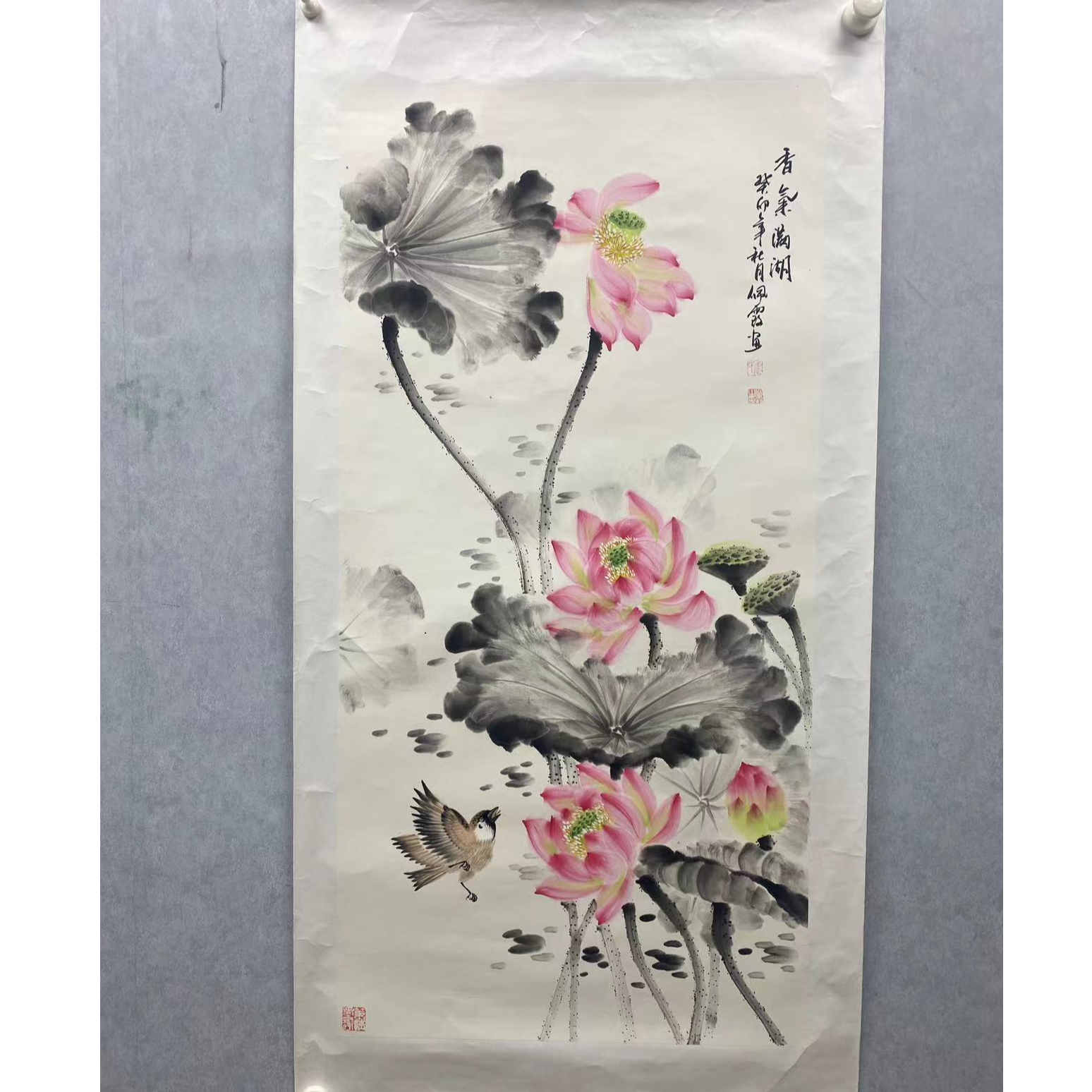 武佩霞 香气满湖三尺整张 宣纸手绘