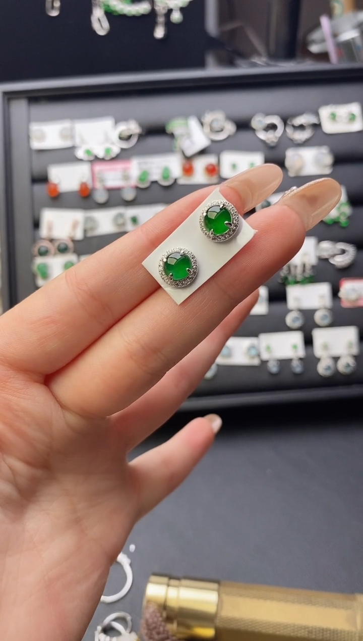 银S925镶嵌戒指翡翠0