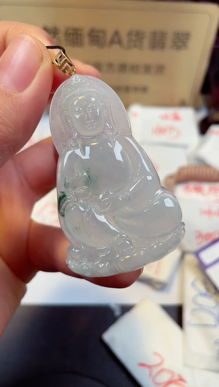 【闪购商品】翡翠颈饰18K金镶嵌天然缅甸翡翠A货