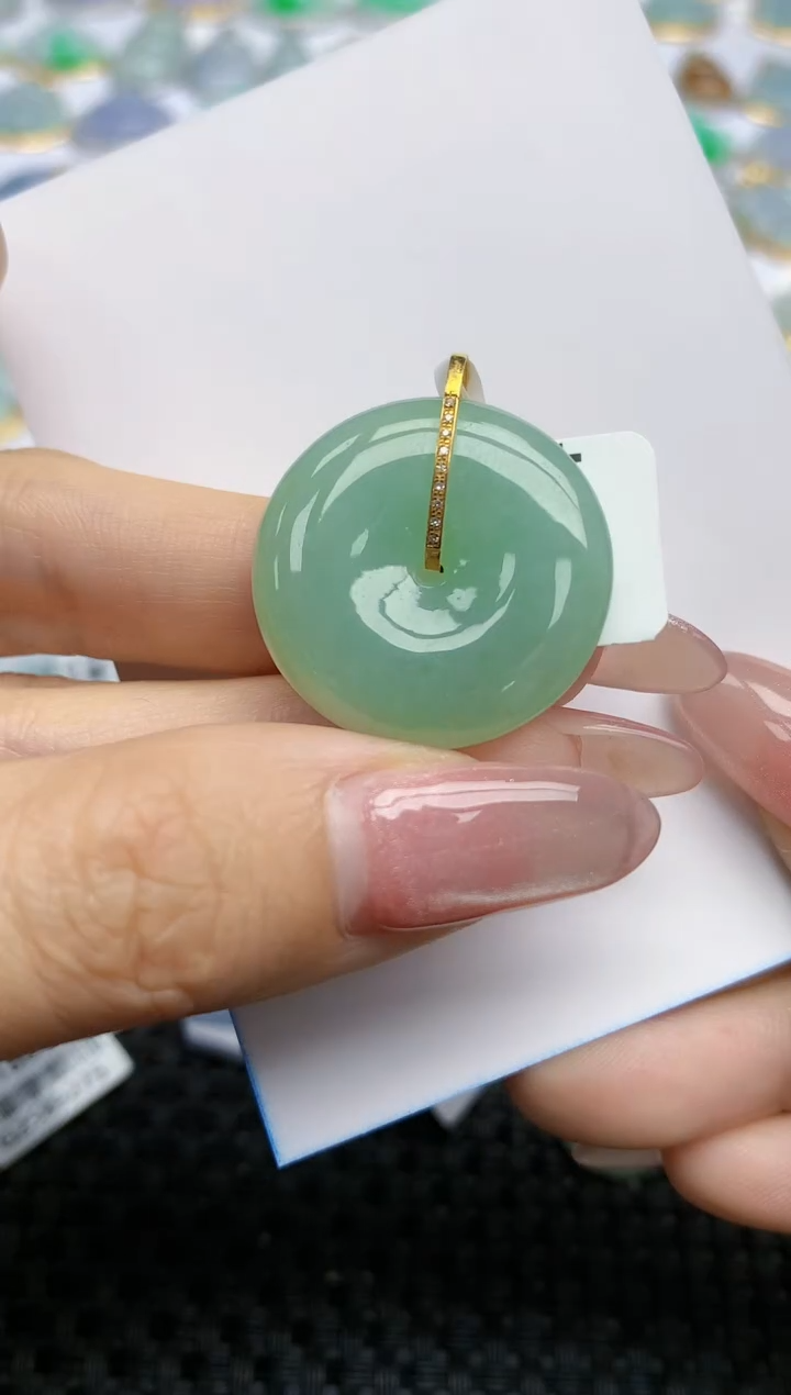 【闪购商品】翡翠挂件18K金镶嵌天然翡翠A货16