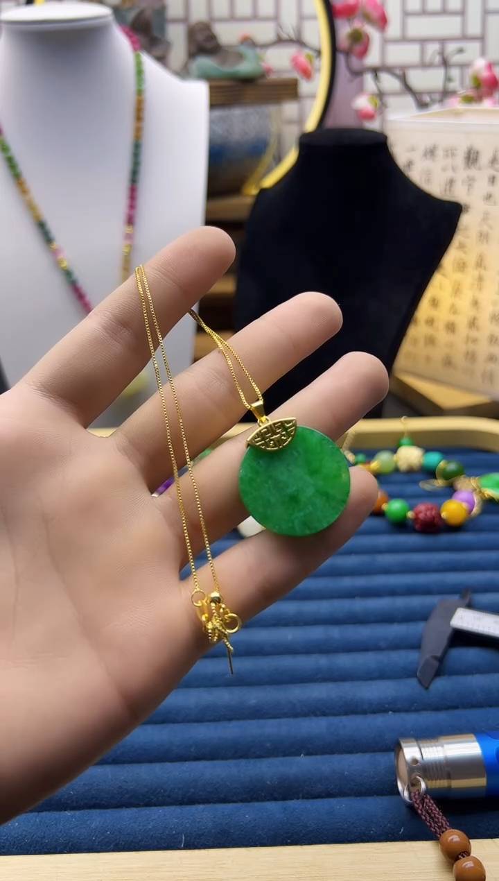 【闪购商品】翡翠手链14K金镶嵌D115