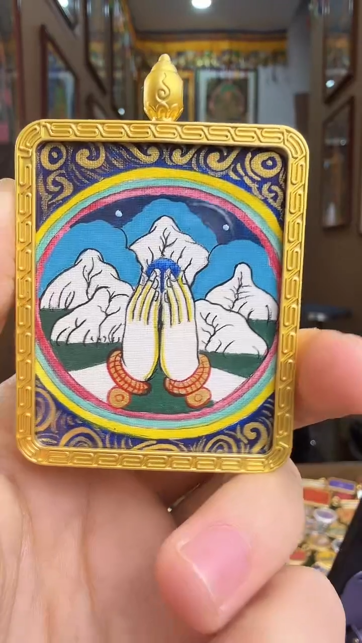 吊坠冈仁波齐山朝圣者-纯手绘唐卡