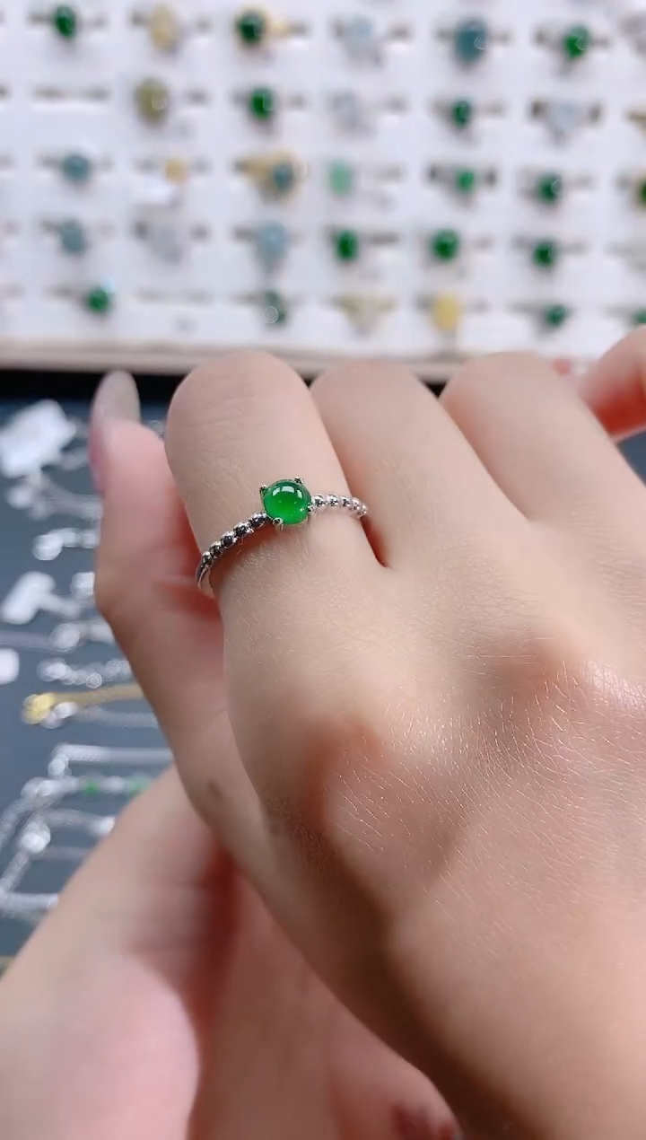 【闪购商品】翡翠银S925镶嵌戒指天然翡翠