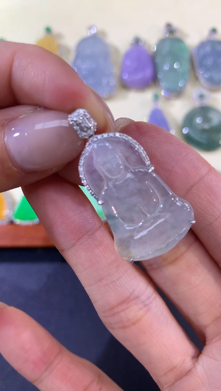 吊坠(不含链)18K金镶嵌翡翠a31