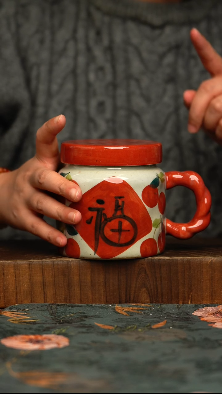 杯釉下彩手工手绘同款陶器