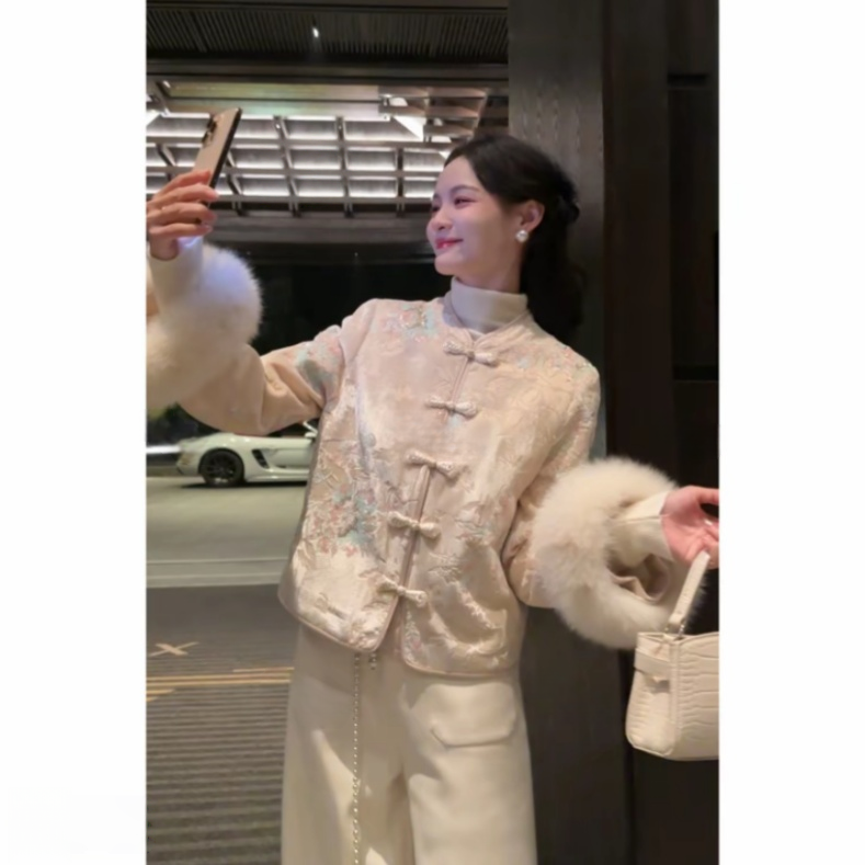 【盘扣设计 加棉 棉服】晚晴川~冬季爆款重工刺绣 棉衣外套     