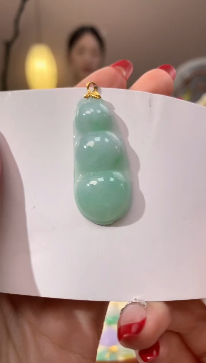 【闪购商品】翡翠颈饰18K金镶嵌天然缅甸a货翡翠