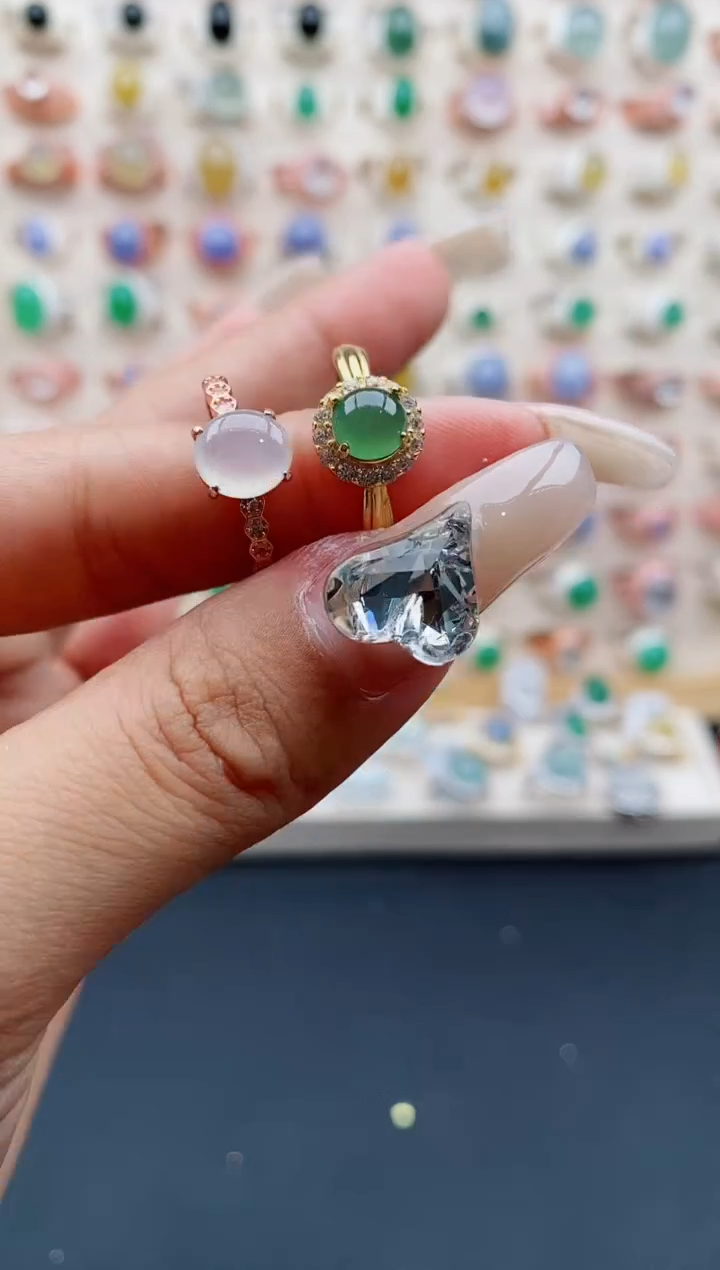 【闪购商品】翡翠戒指银S925镶嵌缅甸天然A货翡翠111  10+2