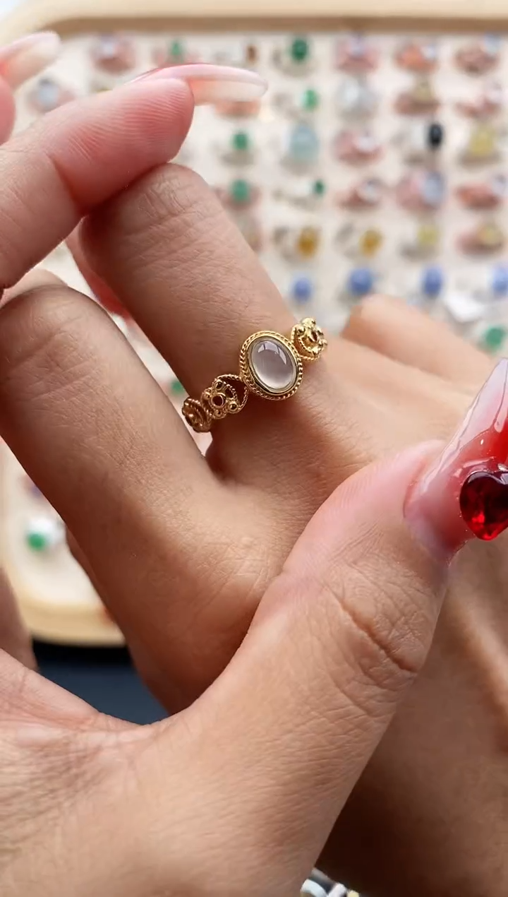 【闪购商品】翡翠戒指银S925镶嵌缅甸天然A货翡翠111 2+2