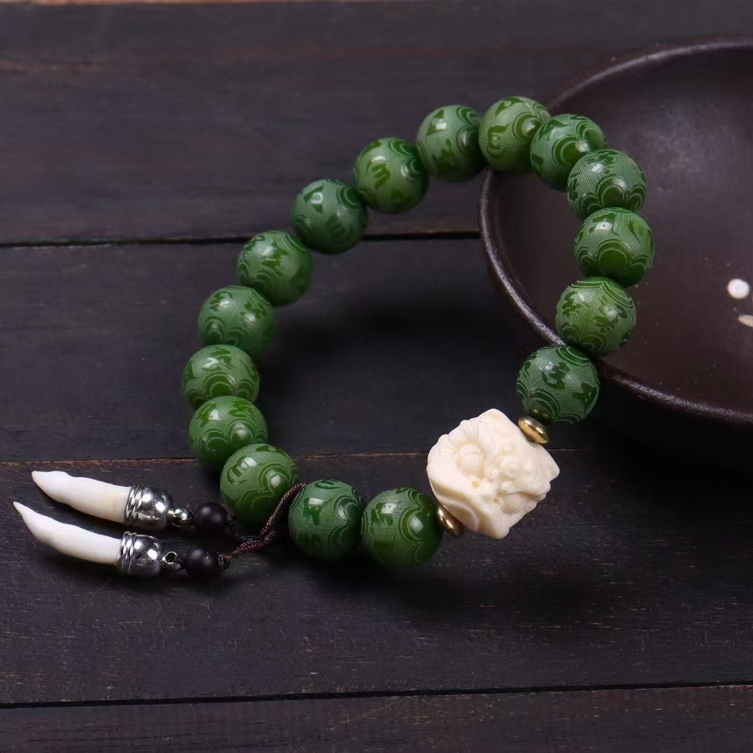 合金手链 象牙果醒狮头鳄鱼牙手链