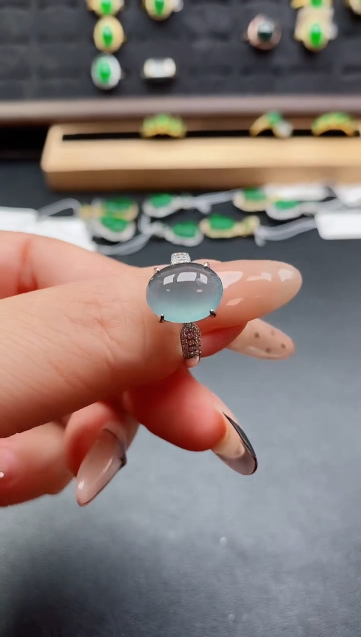 银S925镶嵌戒指翡翠1