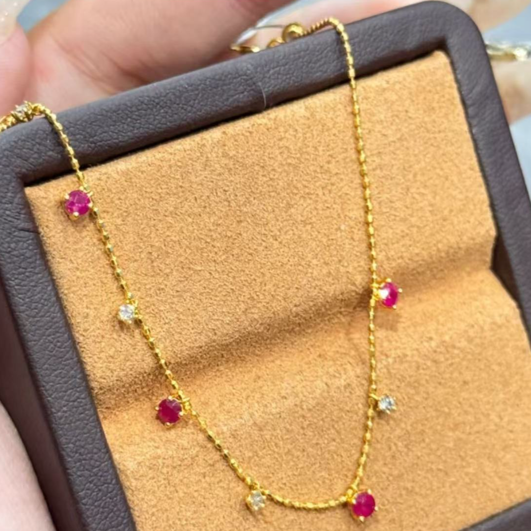 【PEIDI珠宝 】18K  红宝石满天星项链