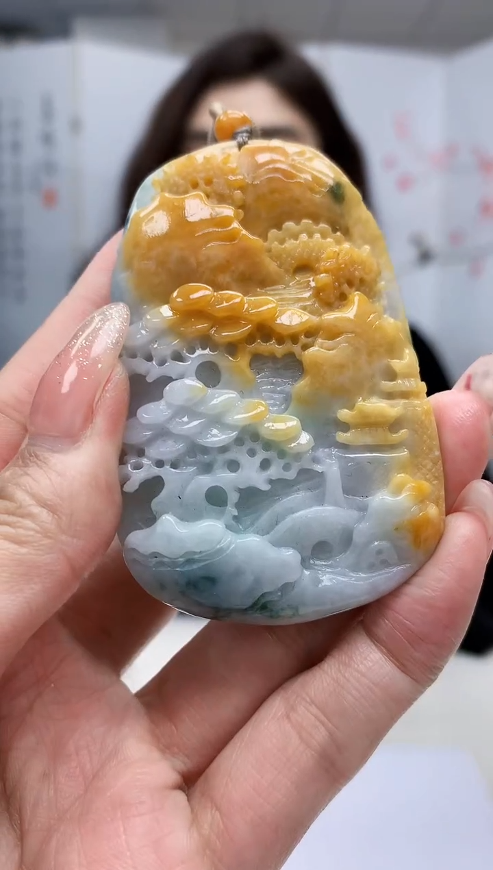 【闪购商品】定制翡翠未镶嵌4829MM-毛货挂件15