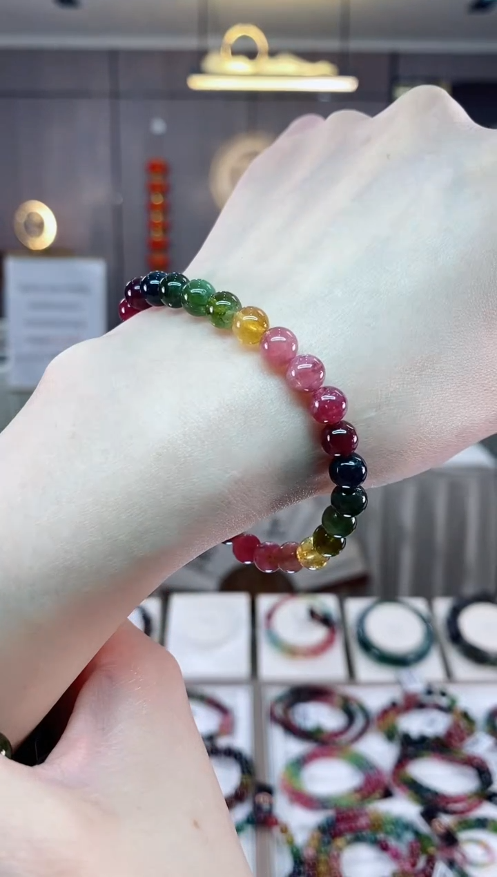 【闪购商品】碧玺单圈手串6mm+未镶嵌一物一证dan多样性发货一条